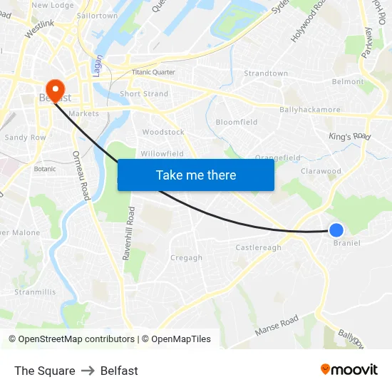 The Square to Belfast map