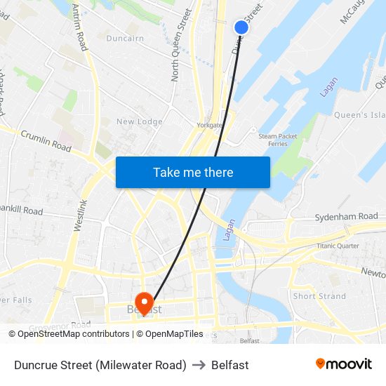 Duncrue Street (Milewater Road) to Belfast map