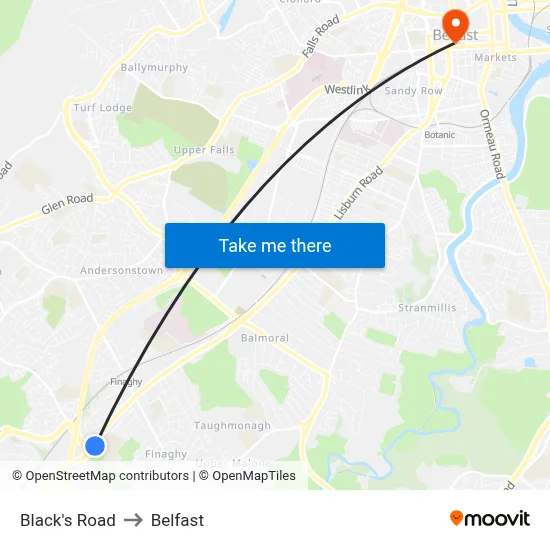 Black's Road to Belfast map