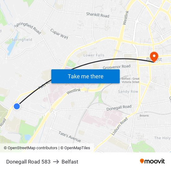 Donegall Road 583 to Belfast map