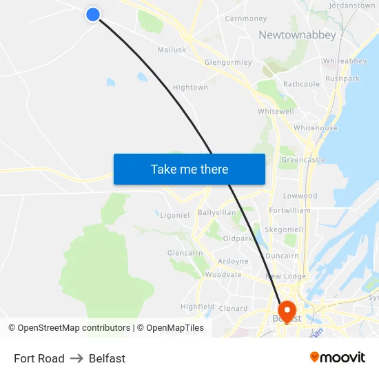 Fort Road to Belfast map
