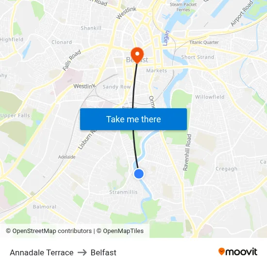 Annadale Terrace to Belfast map