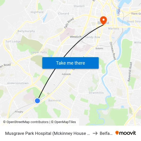 Musgrave Park Hospital (Mckinney House 1) to Belfast map