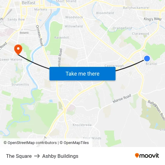 The Square to Ashby Buildings map