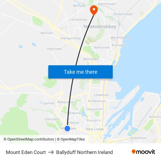 Mount Eden Court to Ballyduff Northern Ireland map