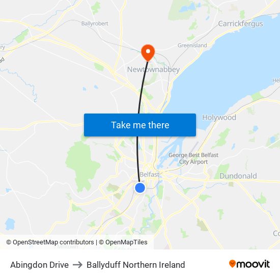 Abingdon Drive to Ballyduff Northern Ireland map