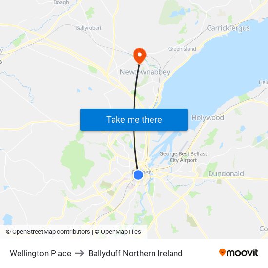 Wellington Place to Ballyduff Northern Ireland map