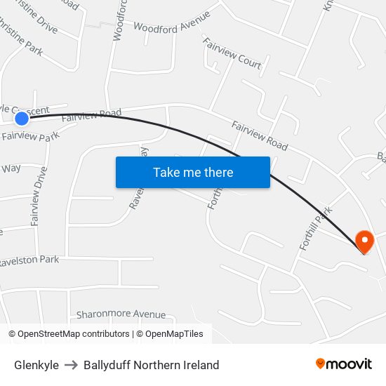 Glenkyle to Ballyduff Northern Ireland map