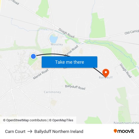 Carn Court to Ballyduff Northern Ireland map