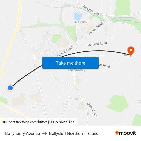 Ballyhenry Avenue to Ballyduff Northern Ireland map