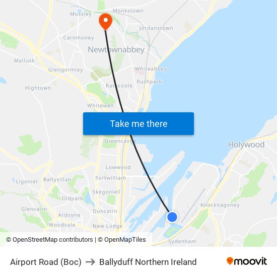 Airport Road (Boc) to Ballyduff Northern Ireland map