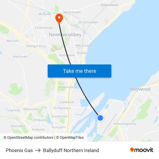 Phoenix Gas to Ballyduff Northern Ireland map