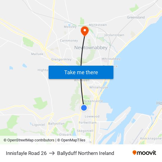 Innisfayle Road 26 to Ballyduff Northern Ireland map