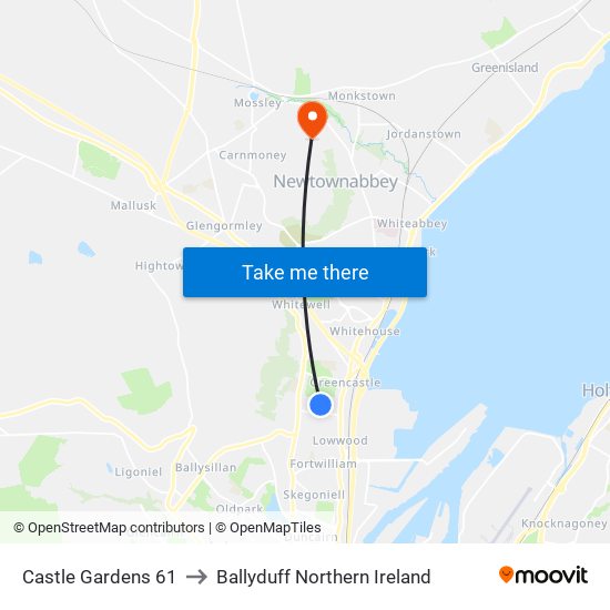 Castle Gardens 61 to Ballyduff Northern Ireland map