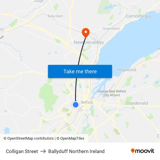 Colligan Street to Ballyduff Northern Ireland map