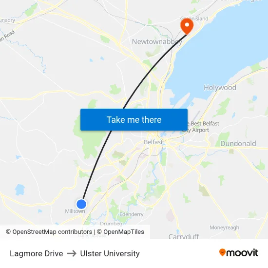 Lagmore Drive to Ulster University map