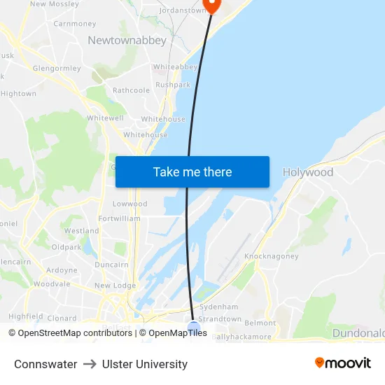 Connswater to Ulster University map