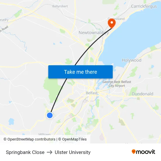 Springbank Close to Ulster University map