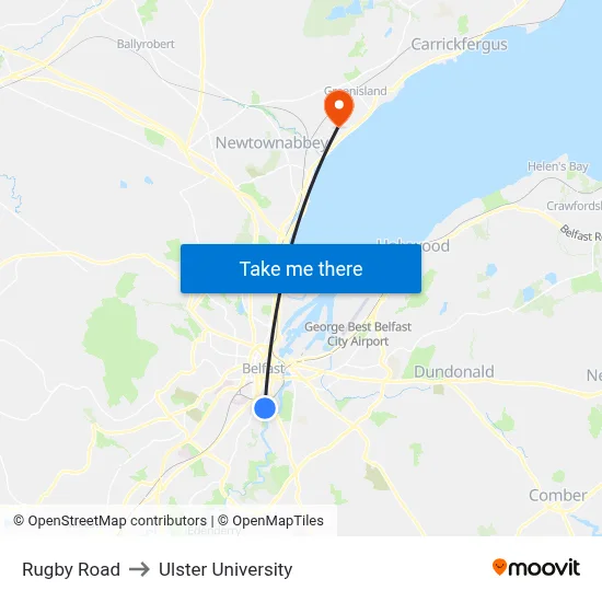 Rugby Road to Ulster University map
