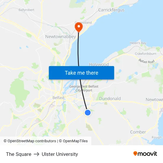 The Square to Ulster University map