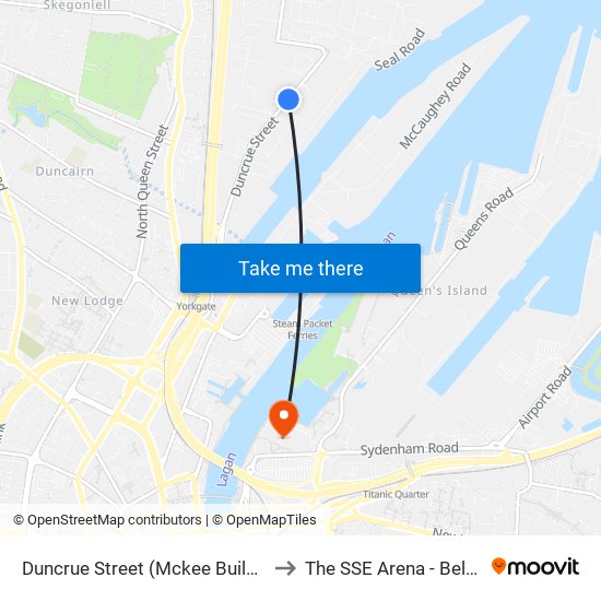 Duncrue Street (Mckee Building) to The SSE Arena - Belfast map