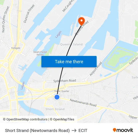 Short Strand (Newtownards Road) to ECIT map