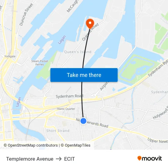 Templemore Avenue to ECIT map