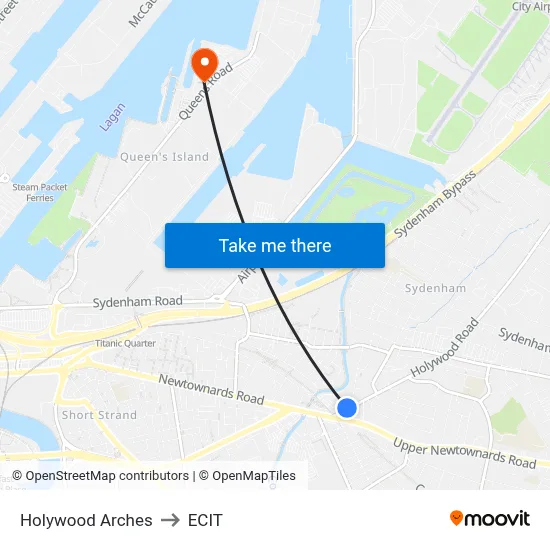Holywood Arches to ECIT map