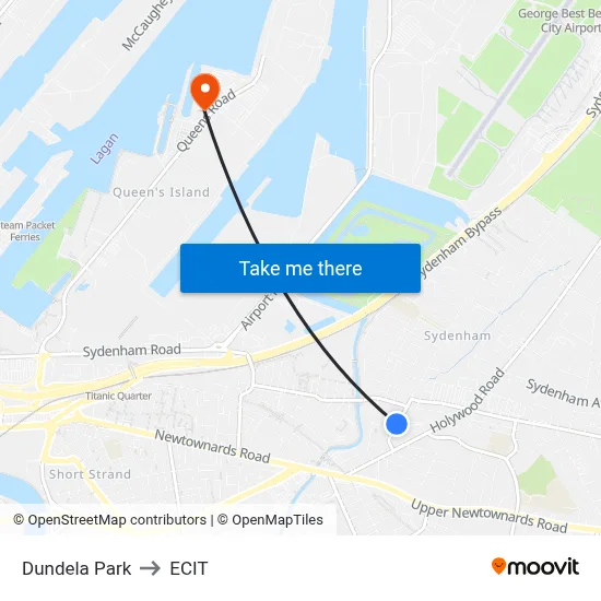 Dundela Park to ECIT map