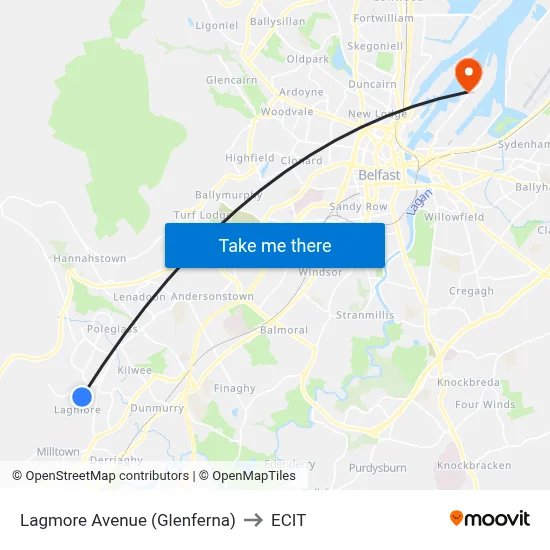 Lagmore Avenue (Glenferna) to ECIT map