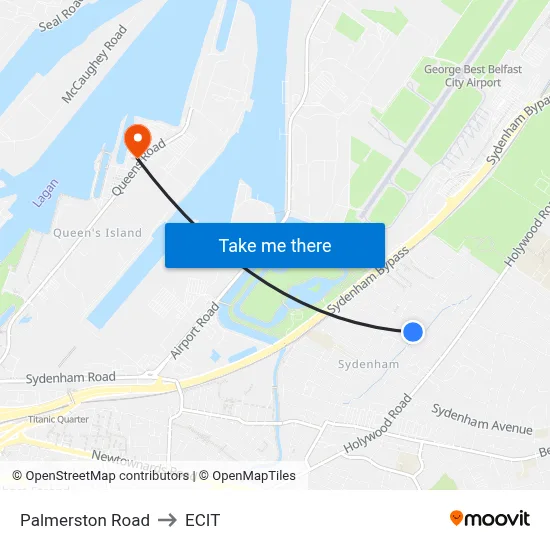 Palmerston Road to ECIT map