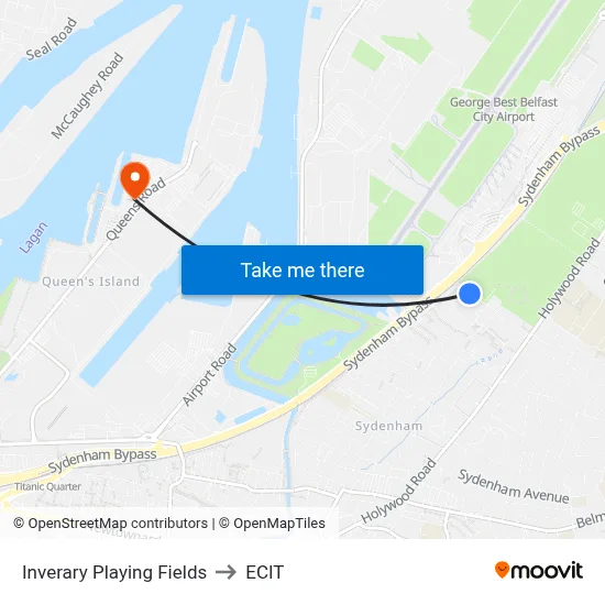 Inverary Playing Fields to ECIT map