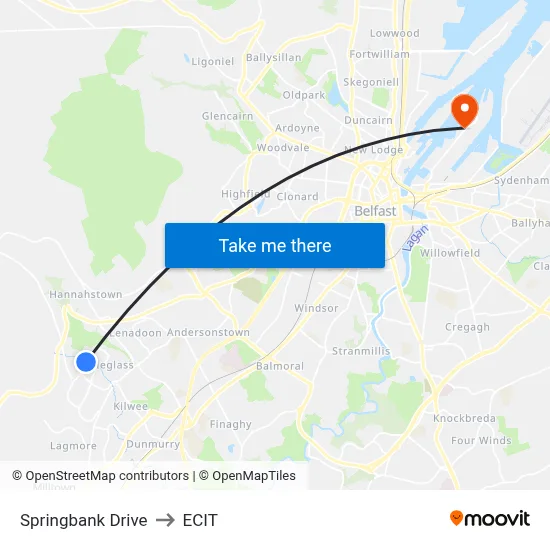 Springbank Drive to ECIT map