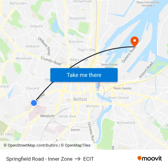 Springfield Road - Inner Zone to ECIT map