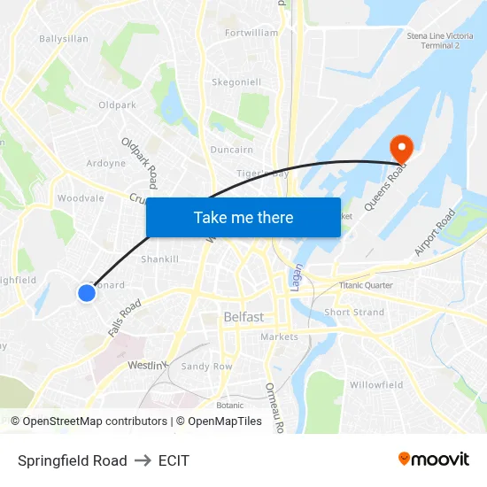 Springfield Road to ECIT map