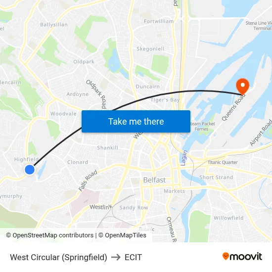 West Circular (Springfield) to ECIT map