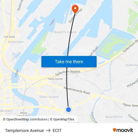 Templemore Avenue to ECIT map