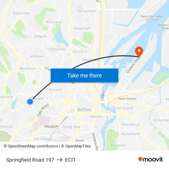 Springfield Road 197 to ECIT map