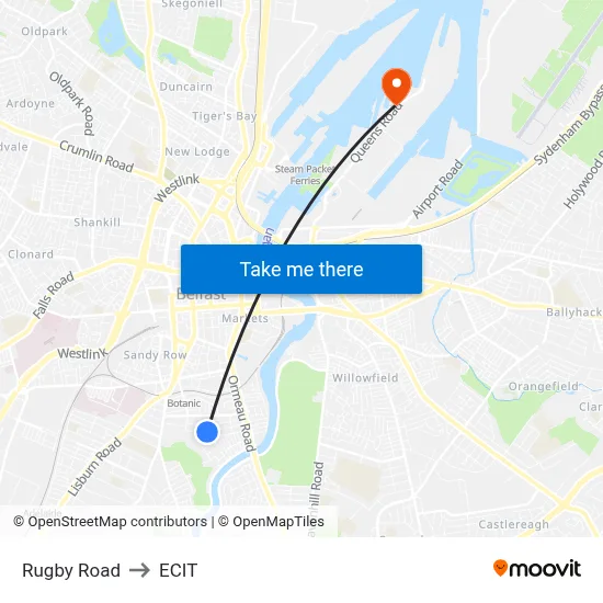Rugby Road to ECIT map