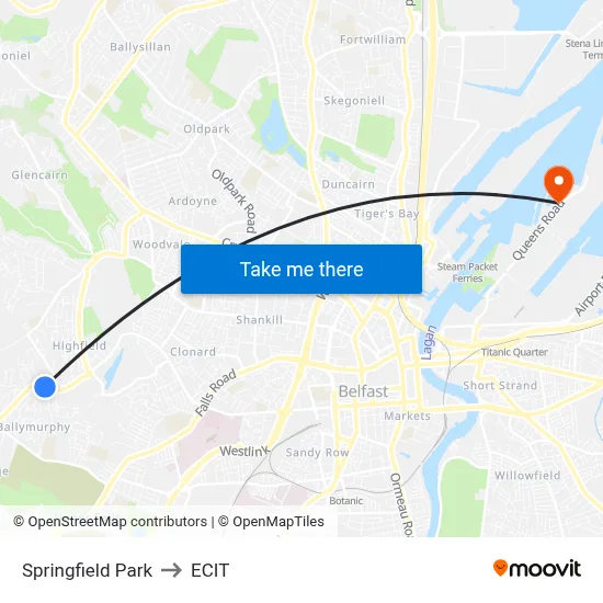 Springfield Park to ECIT map
