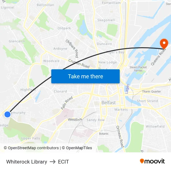 Whiterock Library to ECIT map