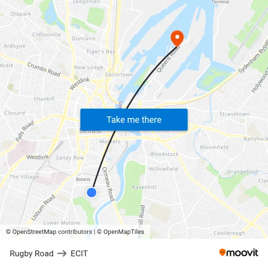 Rugby Road to ECIT map