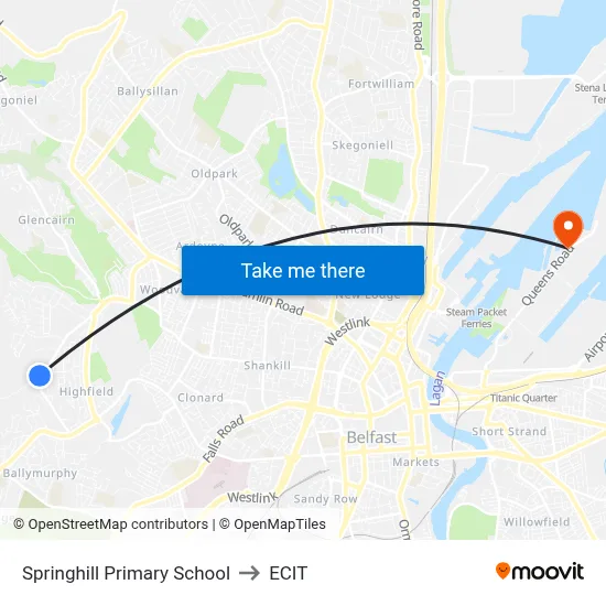 Springhill Primary School to ECIT map