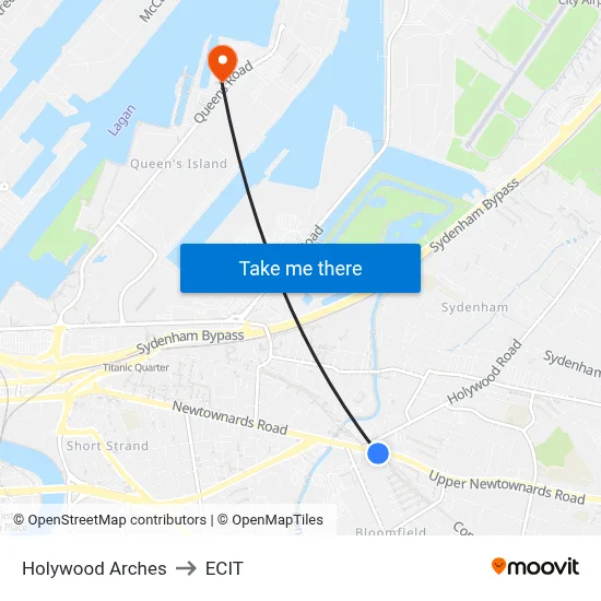 Holywood Arches to ECIT map