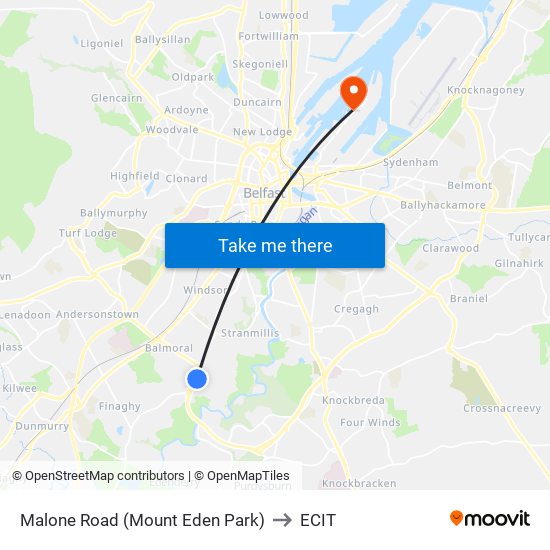 Malone Road (Mount Eden Park) to ECIT map