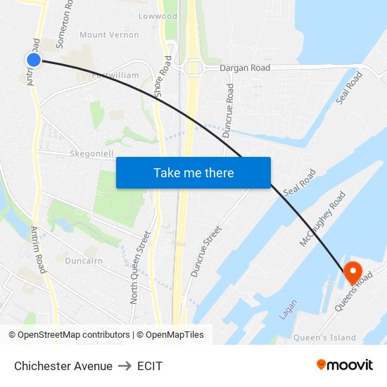 Chichester Avenue to ECIT map