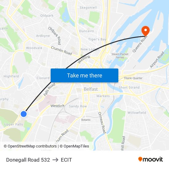 Donegall Road 532 to ECIT map