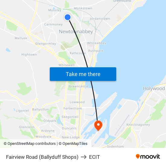 Fairview Road (Ballyduff Shops) to ECIT map