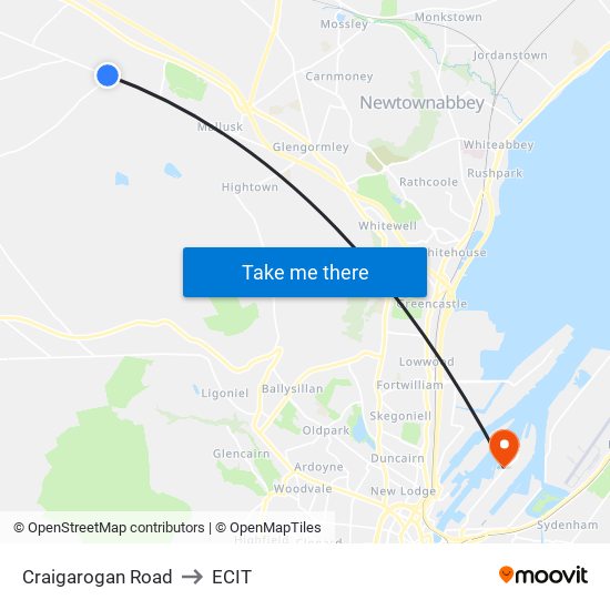 Craigarogan Road to ECIT map