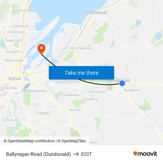 Ballyregan Road (Dundonald) to ECIT map